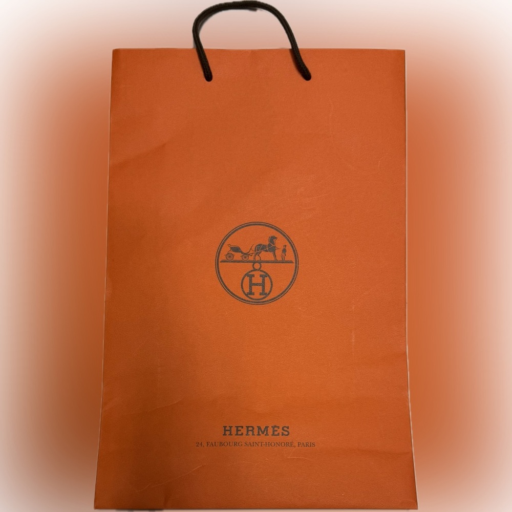 Hermes Paper Shopping Bag & Ribbon | 16โ x 10 1/2โ | 5.5 ft Hermes 2025 Ribbon